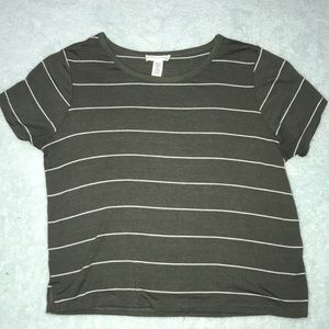 Full Tilt Green and White Striped Tee-Shirt